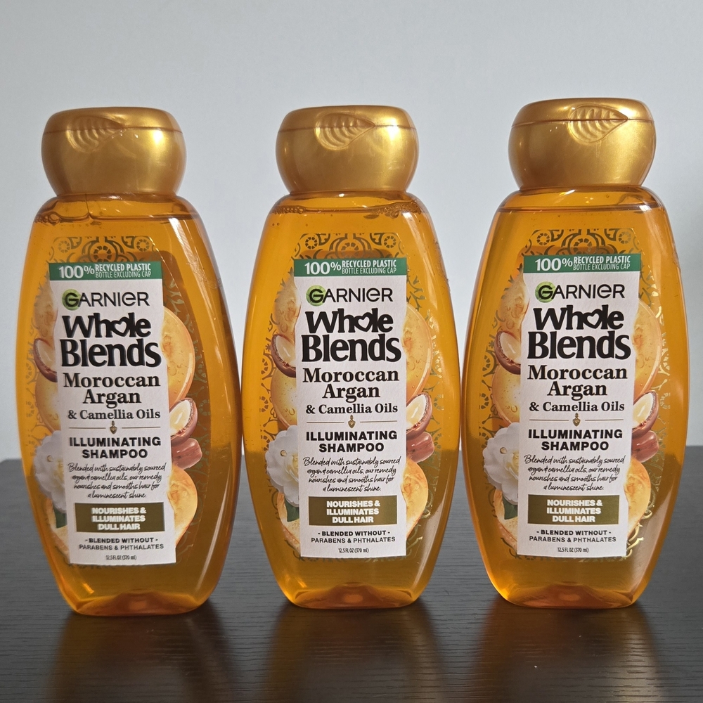 Garnier Whole Blends Moroccan Argan Illuminating Shampoo Set (3 Bottles)